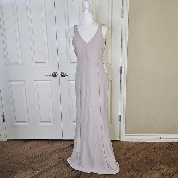 Show Me Your MuMu Morgan Pink Stretch Crepe Sleeveless V-Neck Bridesmaid Gown M - Picture 11 of 13